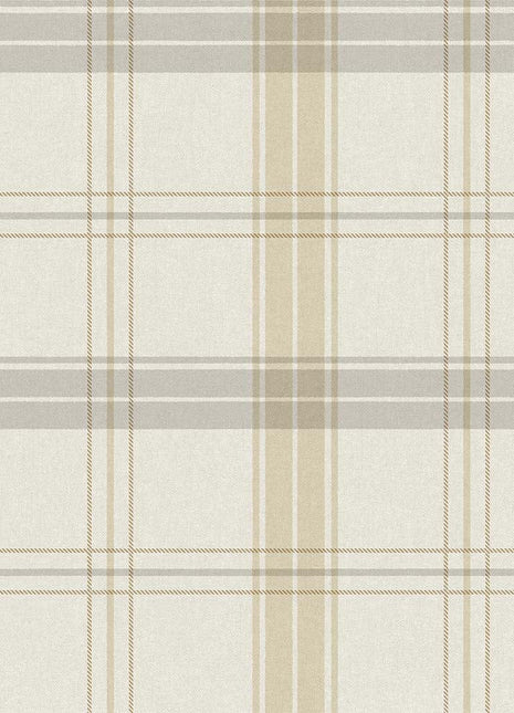 Beżowa tapeta w kratę Alfa 3714-1