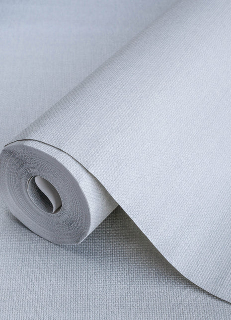 Szara tapeta, struktura tkaniny, bez odpadów | 16,5 m2 w rolce | Alfa 3716-5